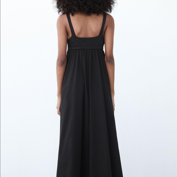 Zara Black Poplin Maxi Dress XS NWT - Picture 3 of 3